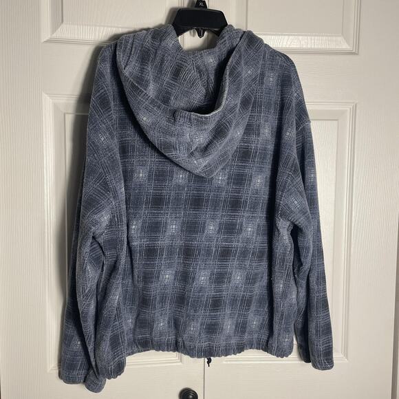 Vintage Speedo Authentic Fitness Hoodie Men Extra Large Blue Gray Plaid Full Zip - Picture 4 of 10